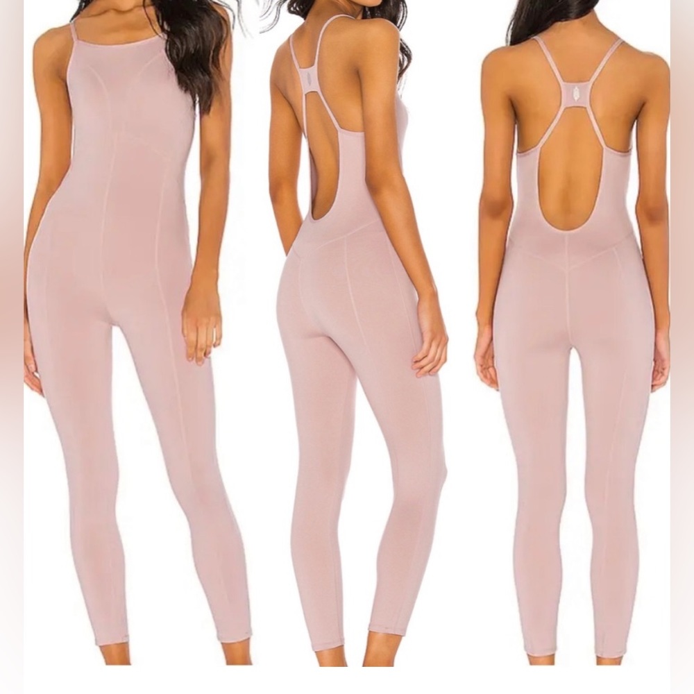 Free People Dusty Pink Seamless Racerback Jumpsuit